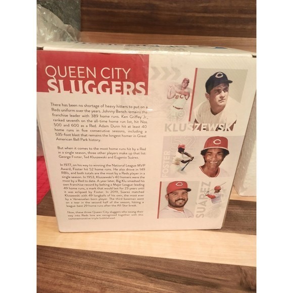 CINCINNATI REDS TRIPLE‎ BOBBLE HEAD QUEEN CITY SLUGGERS Kluszewski Foster Suarez - Picture 14 of 15
